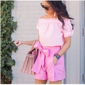 J. Crew bubblegum pink Poplin high tie waist cotton short size 10